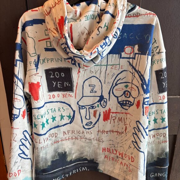 Rome Pays Off Artwork Collection Jean Michel Basquiat Graphic Men's Hoodie L - Picture 2 of 4